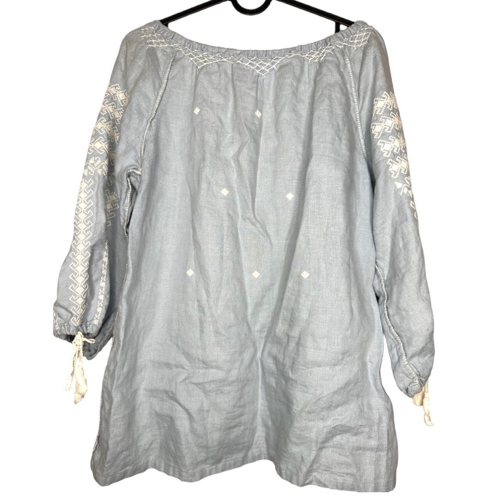 Calypso St. Barth Embroidered Chambray Blouse Small Boho Chic - Picture 7 of 8